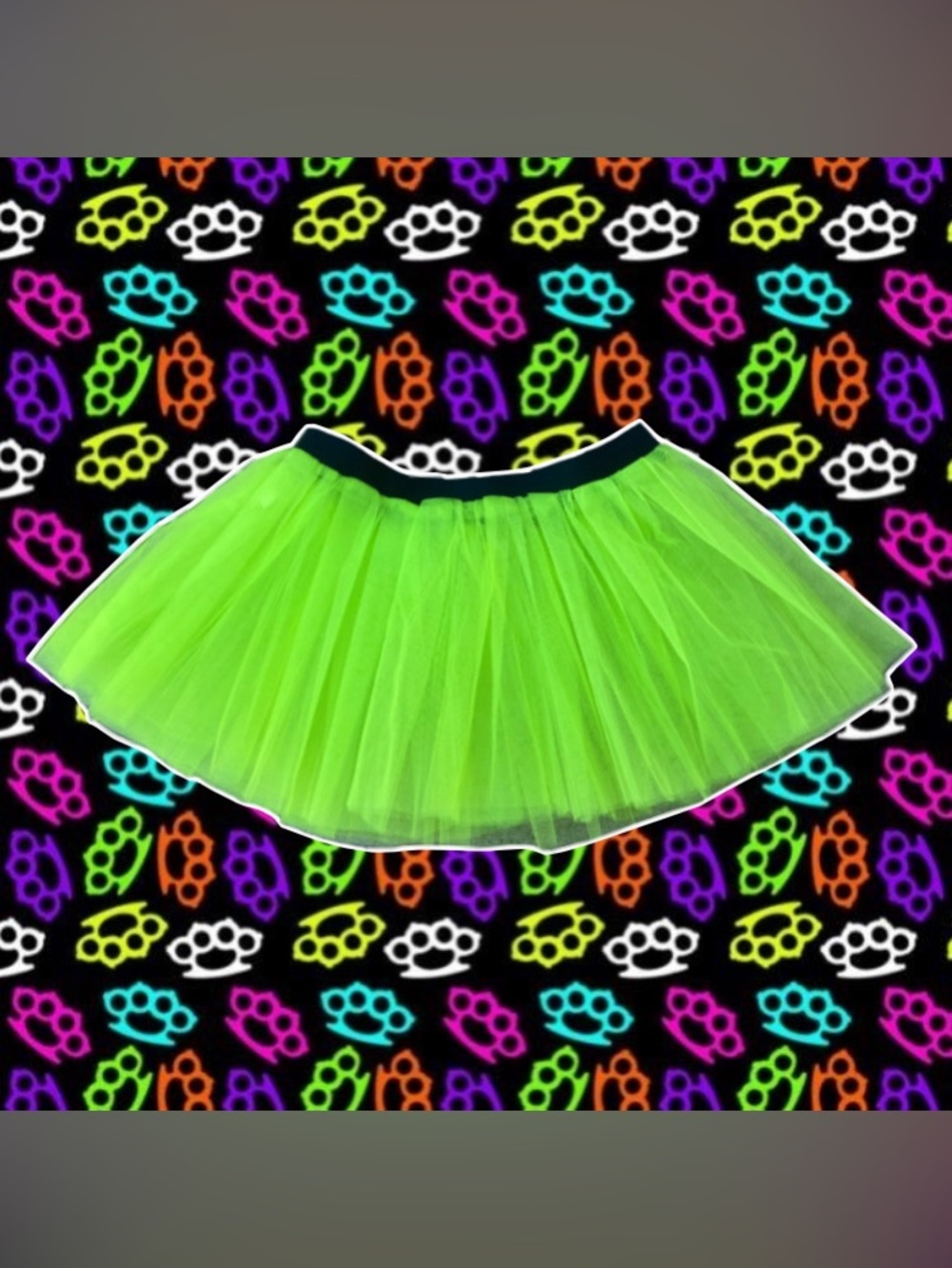 Scene Core Neon Green Tutu Mini Skirt with Black Waistband